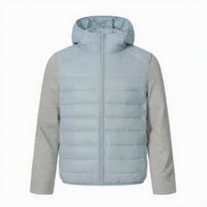 SF-015 light weight padded hoodie jacket with polyester melange knitted fabric